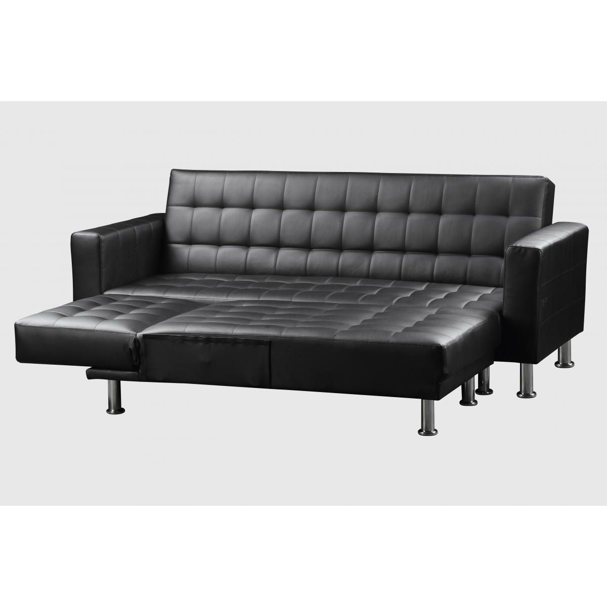 Bangor Corner Multi Functional Seamless Style Sofa Bed Leather Effect and PVC - Black