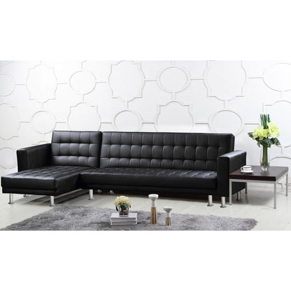 Bangor Corner Multi Functional Seamless Style Sofa Bed Leather Effect and PVC - Black