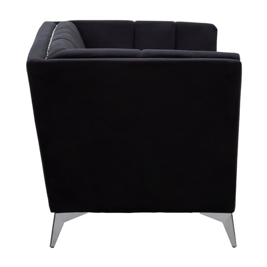 Hefei Velvet 1 Seater Sofa With Chrome Metal Legs In Black