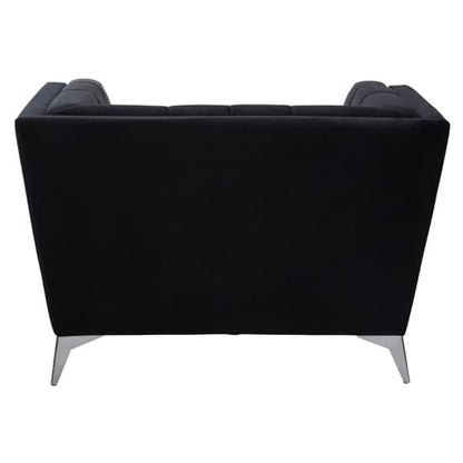 Hefei Velvet 1 Seater Sofa With Chrome Metal Legs In Black