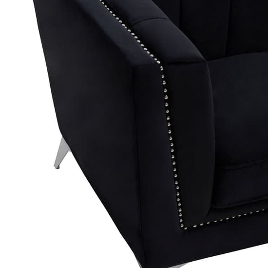 Hefei Velvet 1 Seater Sofa With Chrome Metal Legs In Black