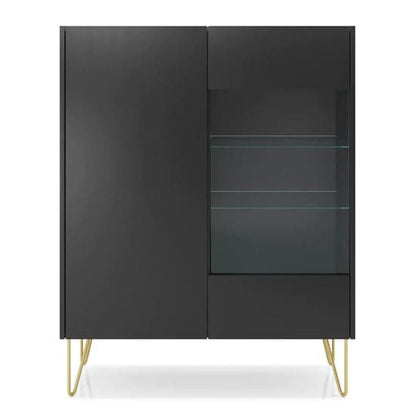 Helena Wooden Display Cabinet With 2 Doors In Black