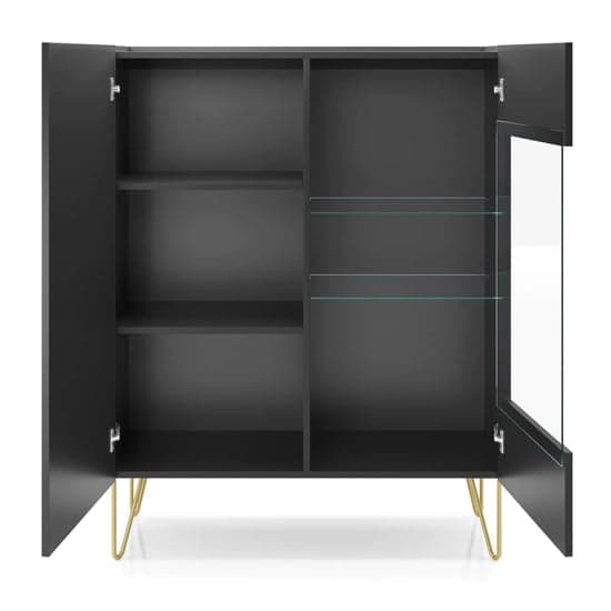 Helena Wooden Display Cabinet With 2 Doors In Black