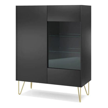 Helena Wooden Display Cabinet With 2 Doors In Black