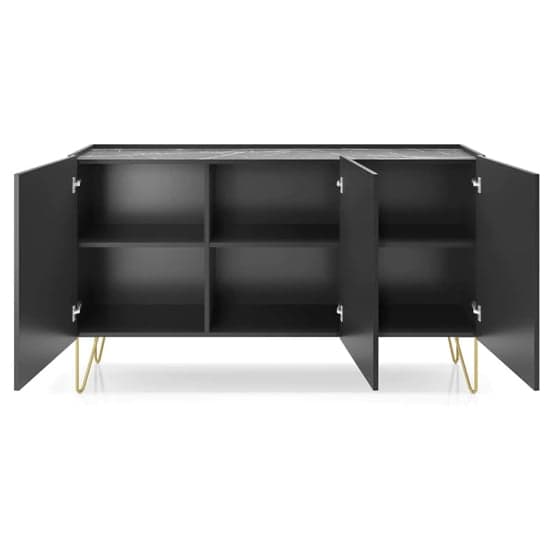 Helena Wooden Sideboard With 3 Doors In Black