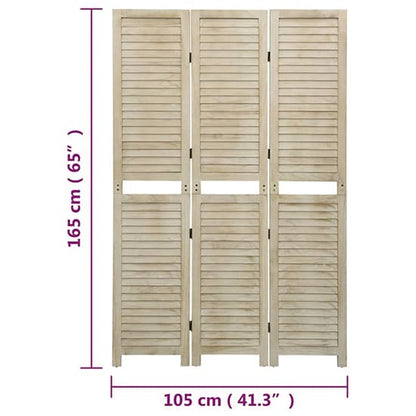 FURCO Paulownia Wood 3-Panel Room Divider 105cm x 165cm - Lightweight, Foldable Privacy Screen with Air Circulation