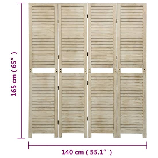 FURCO 4-Panel Paulownia Wood Room Divider - Lightweight, Foldable Privacy Screen with Ventilation Design, 140cm x 165cm