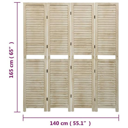 FURCO 4-Panel Paulownia Wood Room Divider - Lightweight, Foldable Privacy Screen with Ventilation Design, 140cm x 165cm