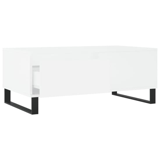 Furco Henry White Coffee Table with Storage Drawer for Living Room