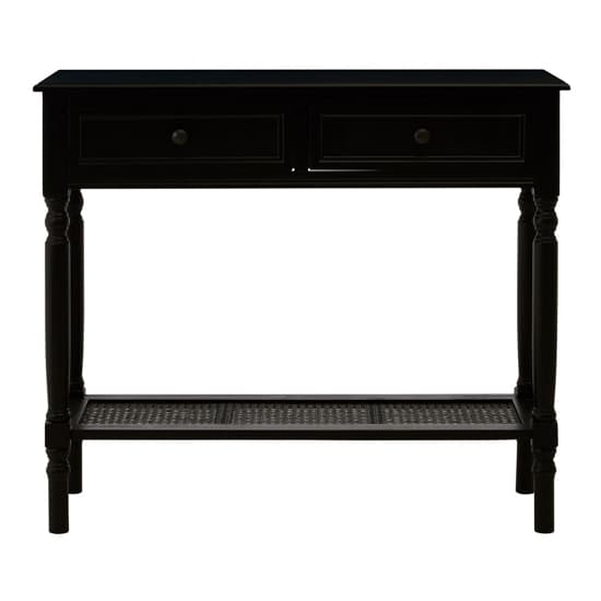 Heritox Wooden 2 Drawers Console Table In Black