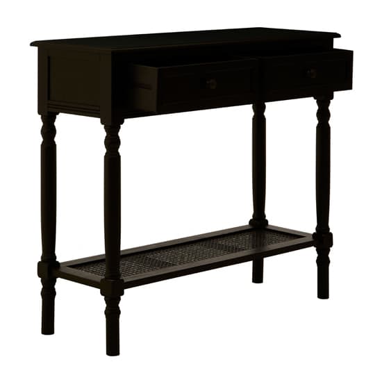 Heritox Wooden 2 Drawers Console Table In Black