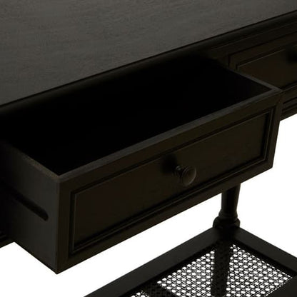 Heritox Wooden 2 Drawers Console Table In Black