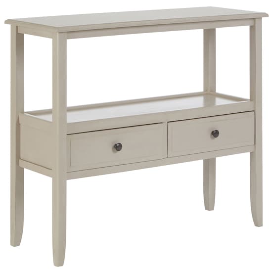 FURCO Heritox Grey Wooden Console Table with 2 Drawers for Hallway and Living Room