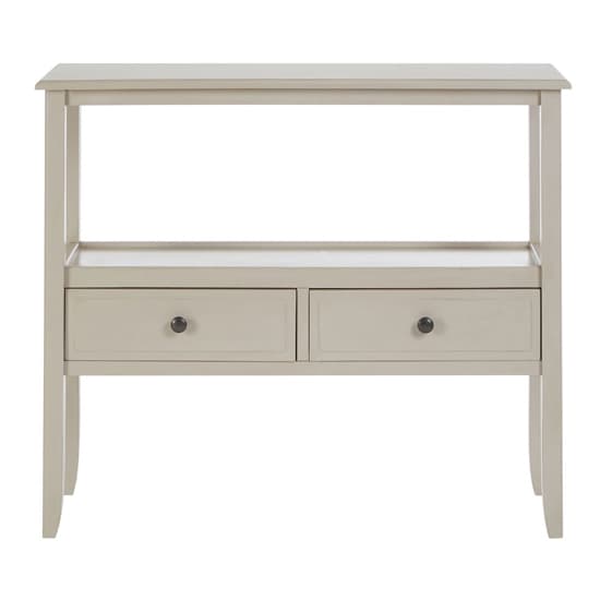 FURCO Heritox Grey Wooden Console Table with 2 Drawers for Hallway and Living Room