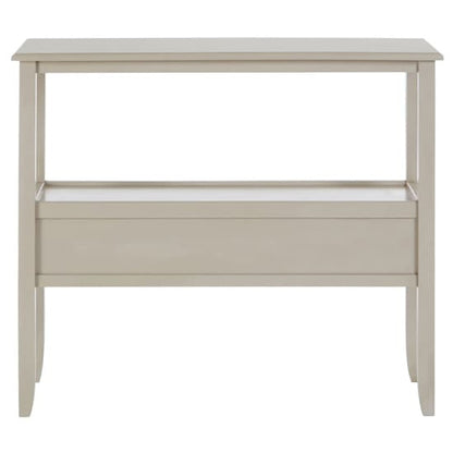 FURCO Heritox Grey Wooden Console Table with 2 Drawers for Hallway and Living Room