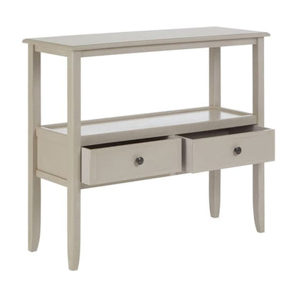 FURCO Heritox Grey Wooden Console Table with 2 Drawers for Hallway and Living Room