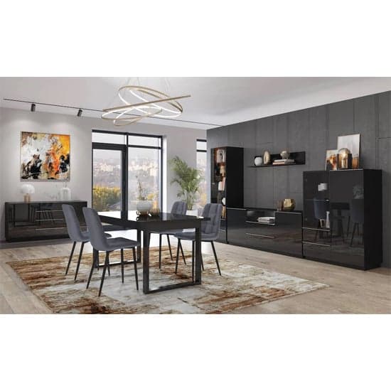 Herrin Display Cabinet 2 Doors In Black Glass Fronts And LED