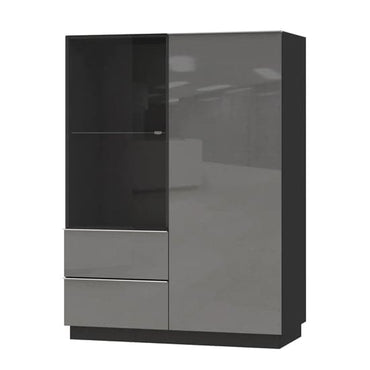 Herrin Display Cabinet 2 Doors In Grey Glass Fronts And LED