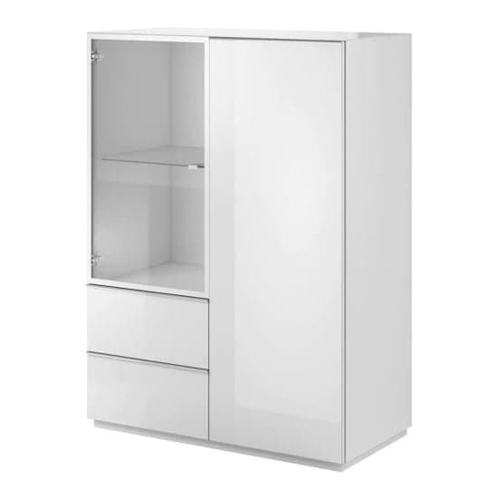 Herrin Display Cabinet 2 Doors In White Glass Fronts And LED