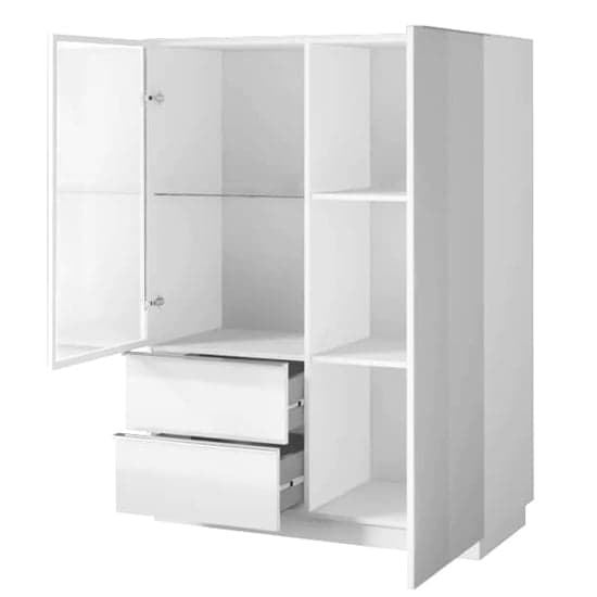 Herrin Display Cabinet 2 Doors In White Glass Fronts And LED