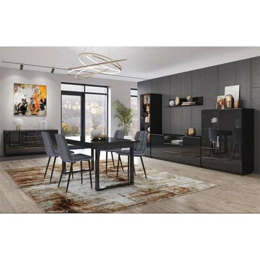 Herrin Extending Glass Top Dining Table In Black