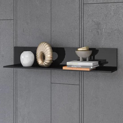 Modern Black Glass Wall Shelf - Herrin Wooden Design for Home Decor