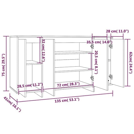 Hestia Wooden Sideboard With 4 Doors In White