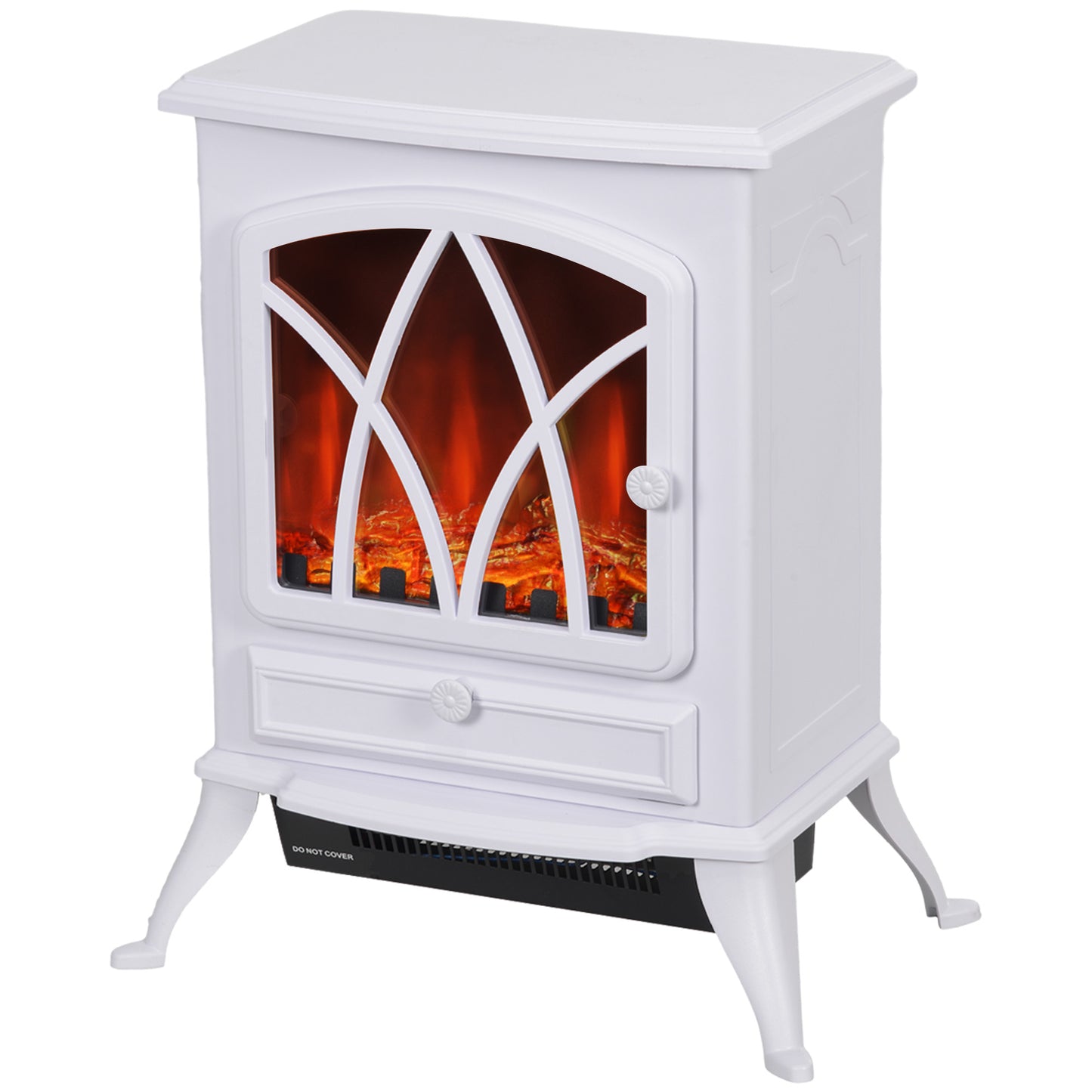 HOMCOM kW-2kW Vintage Electric Fireplace Heater - White