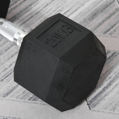 HOMCOM 0KG Single Rubber Hex Dumbbell Portable Hand Weights Dumbbell Home Gym