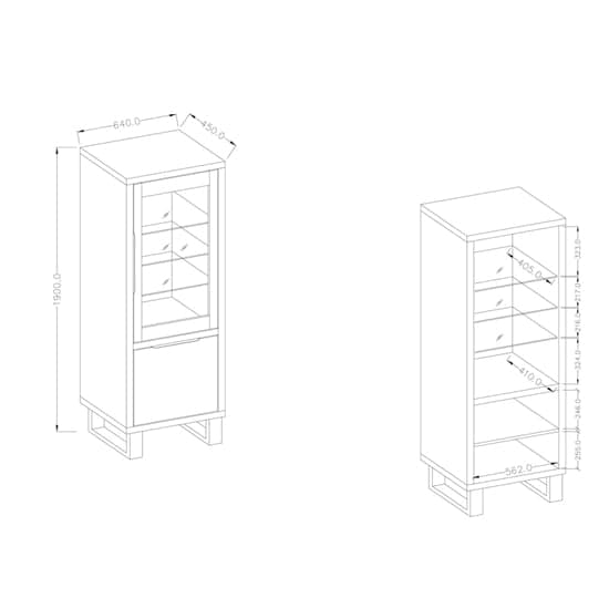 Hobart Wooden Display Cabinet Tall 2 Doors In Wotan Oak