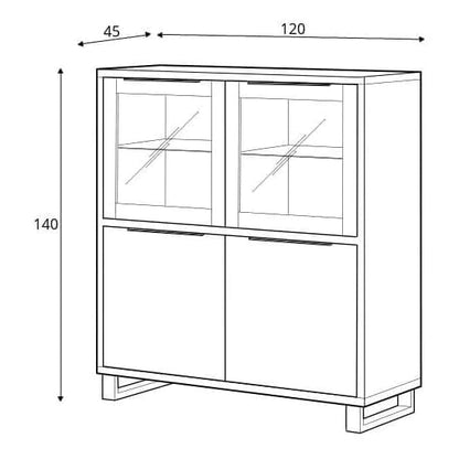 Hobart Wooden Display Cabinet With 2 Doors In Wotan Oak