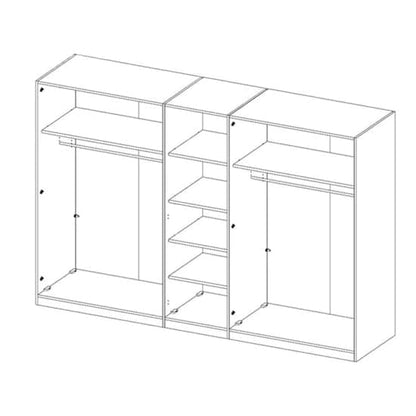 Houston Mirrored High Gloss Wardrobe With 5 Doors In White