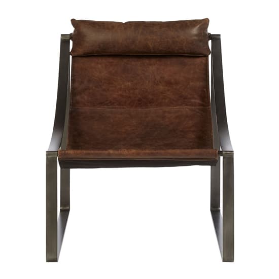 Hoxman Faux Leather Sling Design Accent Chair In Brown