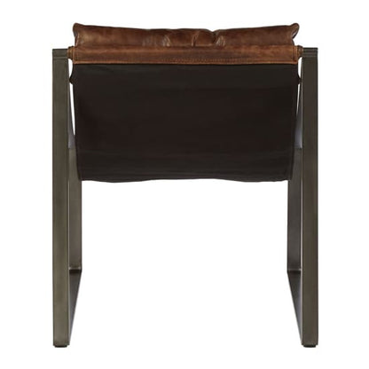 Hoxman Faux Leather Sling Design Accent Chair In Brown