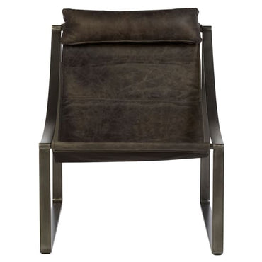 Hoxman Faux Leather Sling Design Accent Chair In Ebony