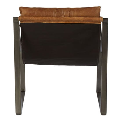 Hoxman Faux Leather Sling Design Accent Chair In Light Brown