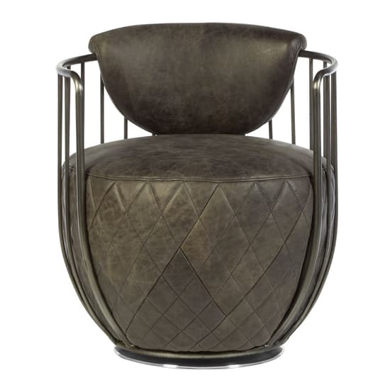 Hoxman Faux Leather Swivel Accent Chair In Ebony