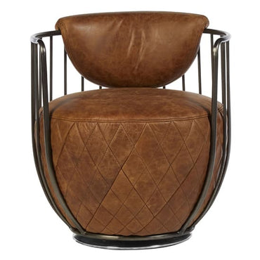 Hoxman Faux Leather Swivel Accent Chair In Light Brown