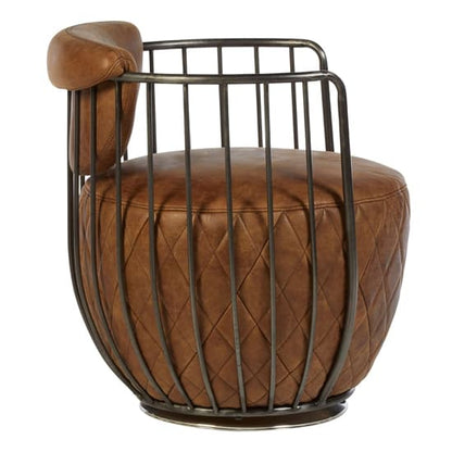 Hoxman Faux Leather Swivel Accent Chair In Light Brown