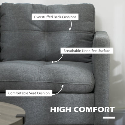 HOMCOM 2 Seater Sofa, with Steel Legs - Grey Fabric