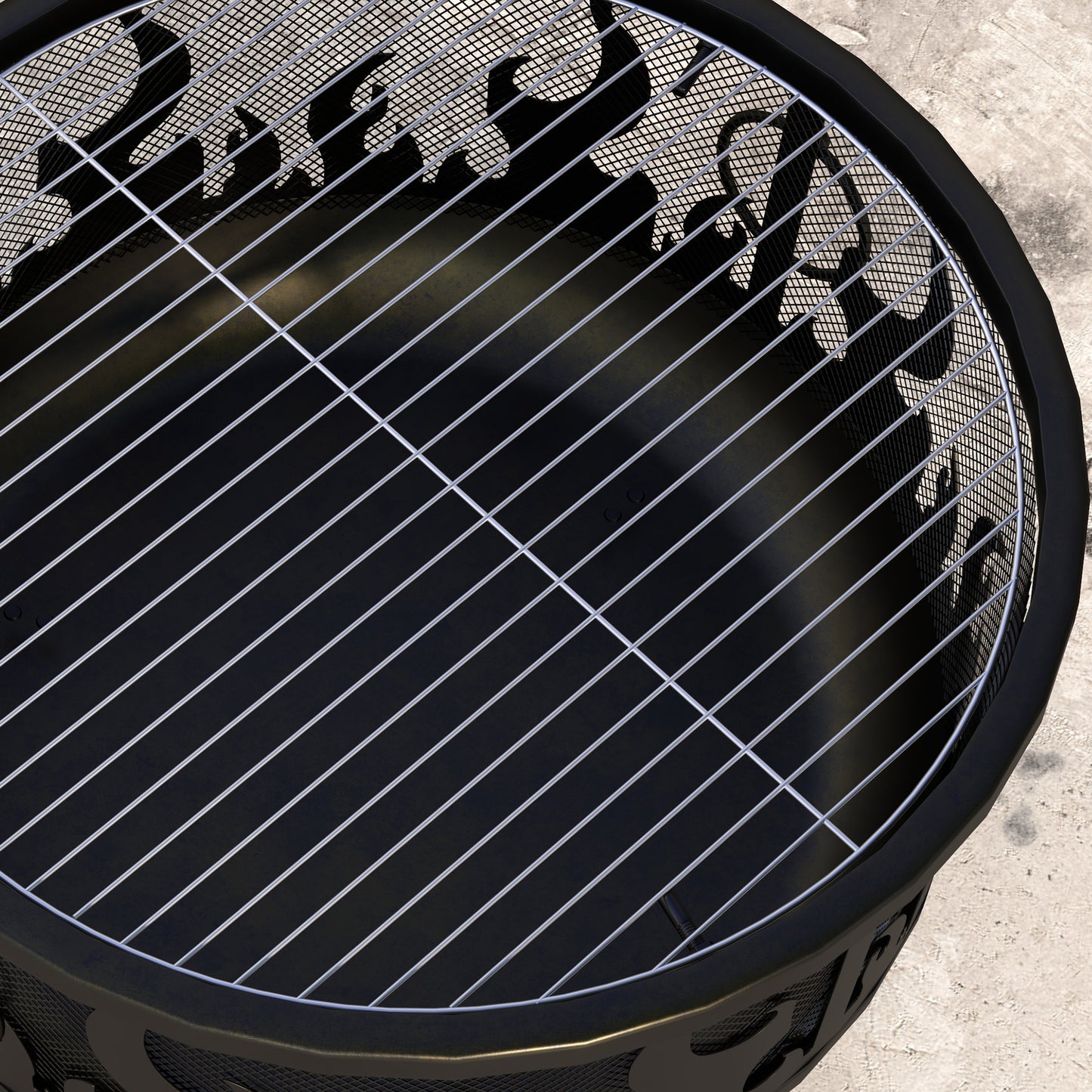 Outsunny Steel Fire Pit BBQ, with Poker - Black