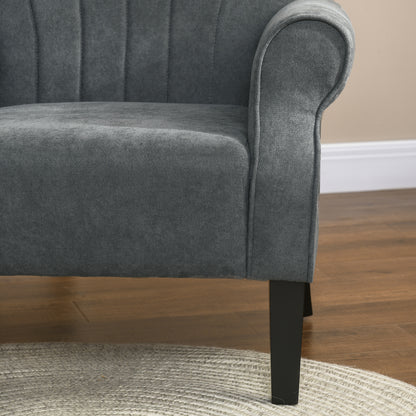 HOMCOM pholstered Accent Chair with High Back, Rolled Arms and Wood Legs, Soft Thick Padded Armchair, Grey