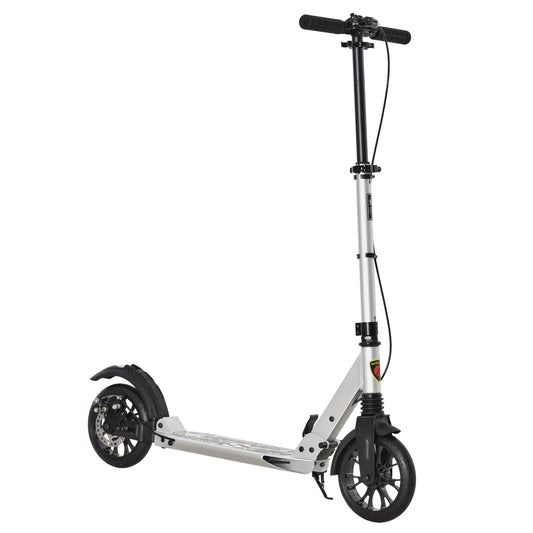 HOMCOM een/Adults Aluminium Folding Kick Scooter w/ Shock Mitigation System Silver