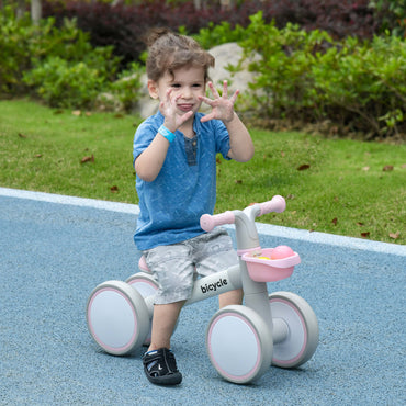 AIYAPLAY Kids Balance Bike for 1-3 Years Old with Adjustable Seat, Silent Wheels, Pink