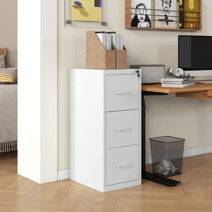 HOMCOM hree-Drawer Modern Steel Filing Cabinet - White