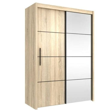 Sonoma Oak Sliding Door Mirrored Wardrobe with Ample Storage