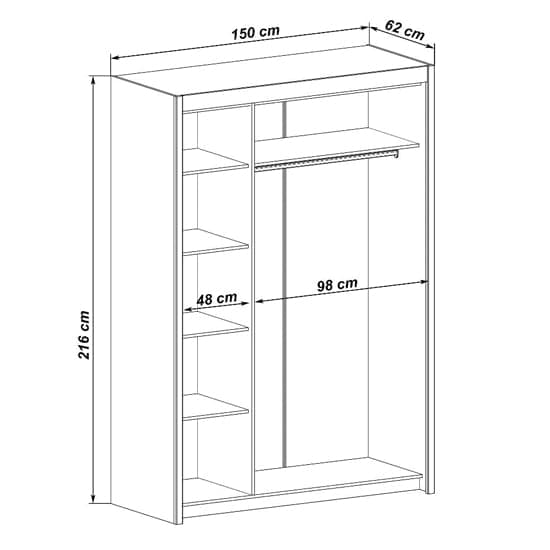 Sonoma Oak Sliding Door Mirrored Wardrobe with Ample Storage