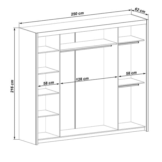 Idaho Mirrored Wardrobe With Sliding 3 Doors In Graphite Grey