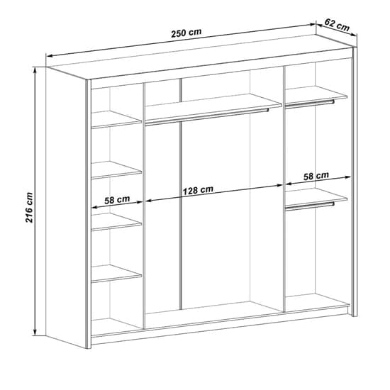 Idaho Mirrored Wardrobe With Sliding 3 Doors In Matt White