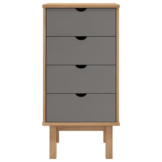 Ieva Solid Pine Wood Chest Of 4 Drawers In Brown And Grey